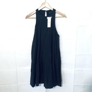 Urban Outfitters Dress Women’s XS Black Sleeveless Cotton Ruffle Tiered Midi New